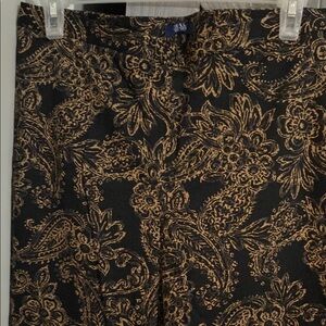 Chaps Black and Gold Paisley Pants